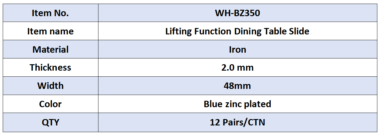 size table 1